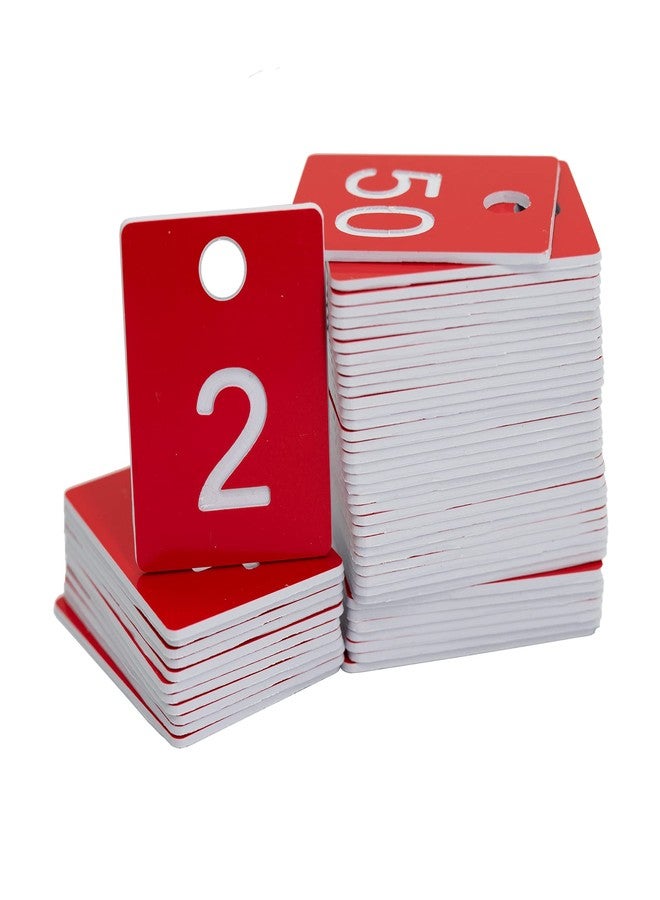 StayMax ABS Plastic Numbered Rectangle Key Tags ID Tags Number Disc with Hole (1-100, Red) - Image 3